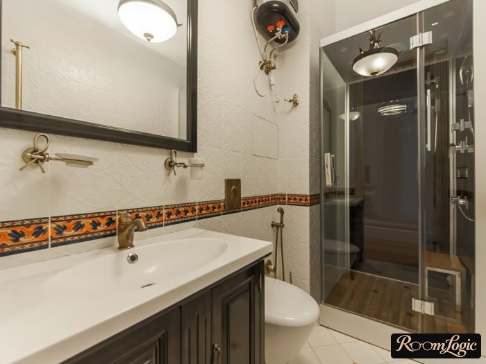 fashionable shower enclosure in bathroom