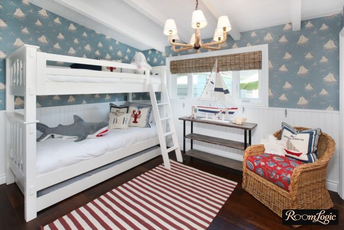 fashionable white bunk bed for two boys