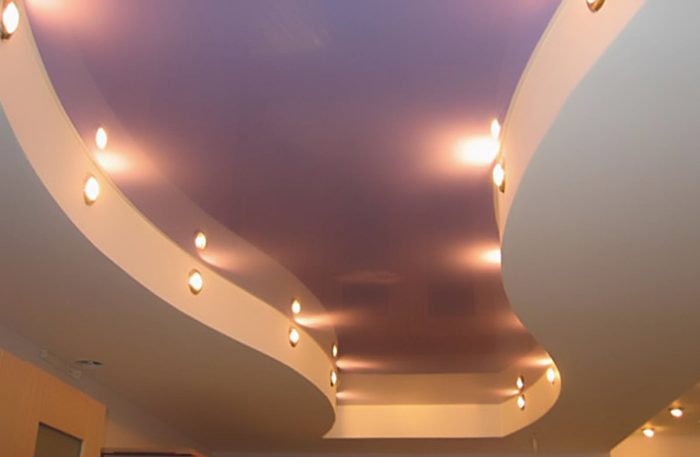 figured drywall ceiling and stretched
