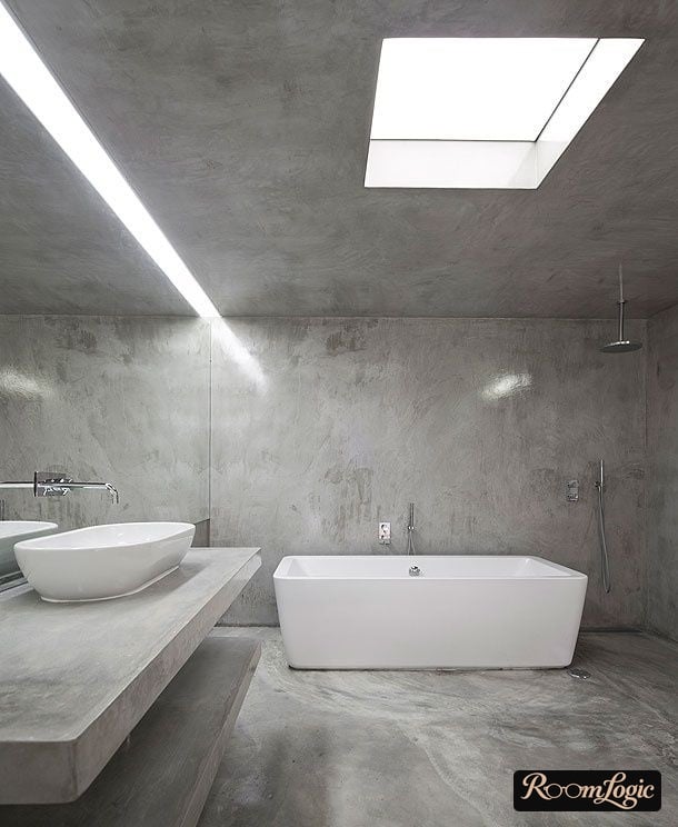 fully gray concrete bathroom