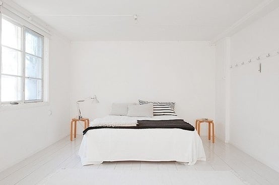fully white bedroom