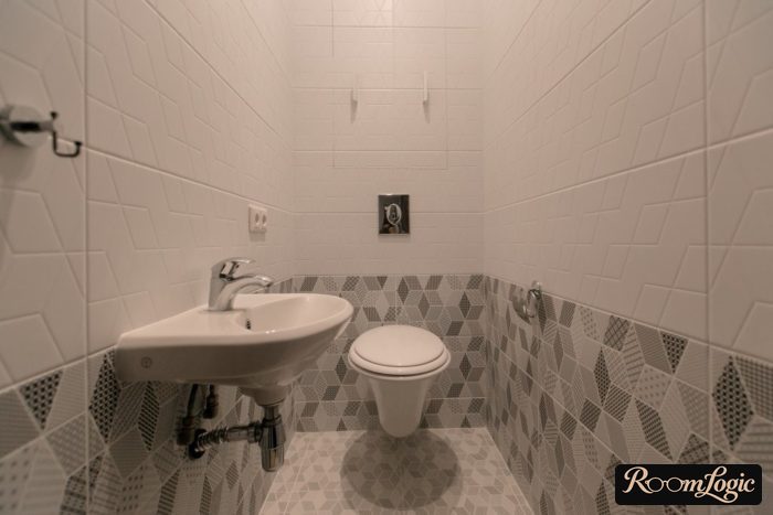 geometric rectangular tile in the toilet
