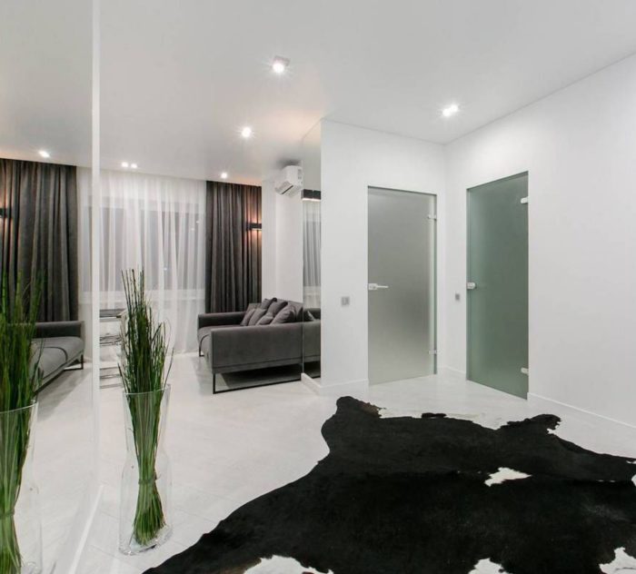 glass doors in apartment interior