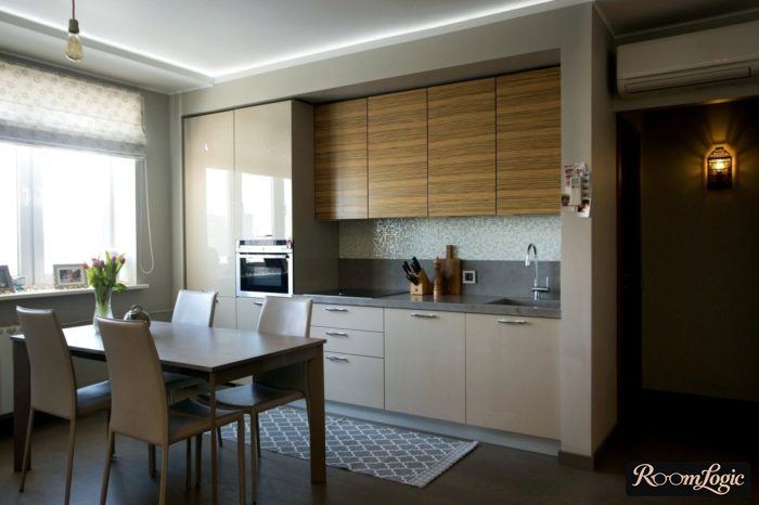 Glossy kitchen in rendered milk chocolate color