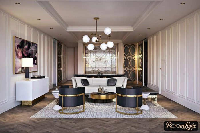 gold leaf on furniture in art deco style