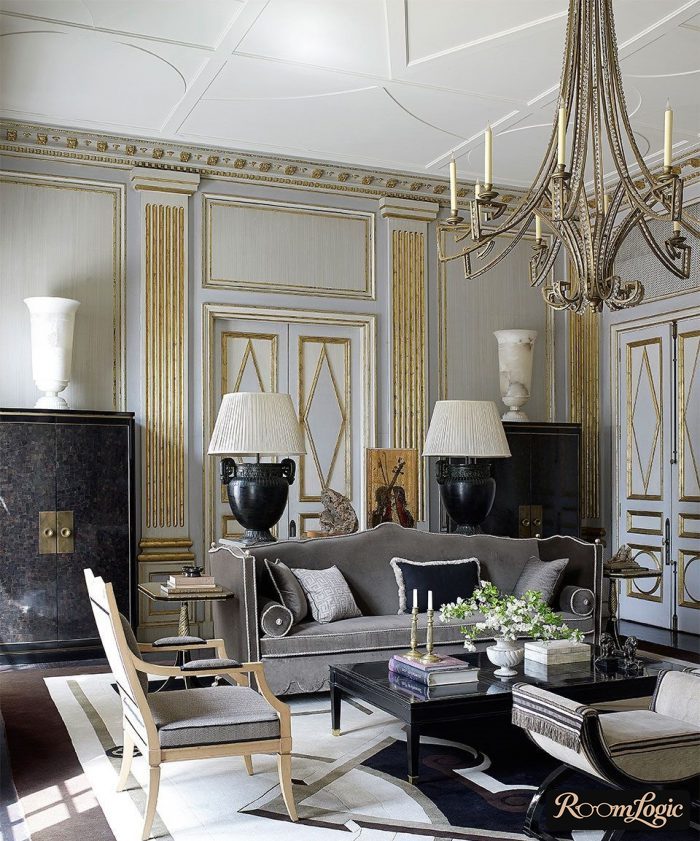 gold in the design of the living room