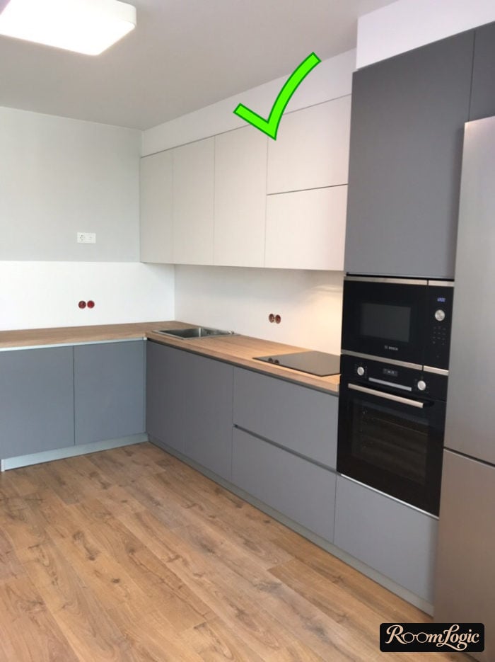 gray and beige on the kitchen