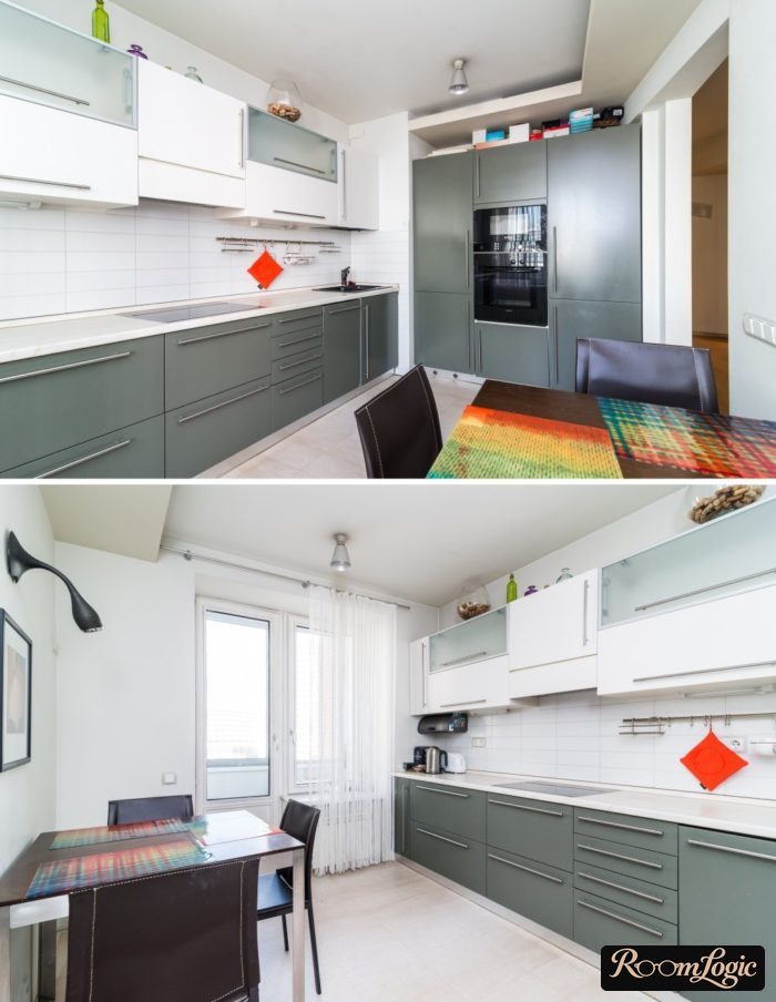 gray-blue designed kitchen