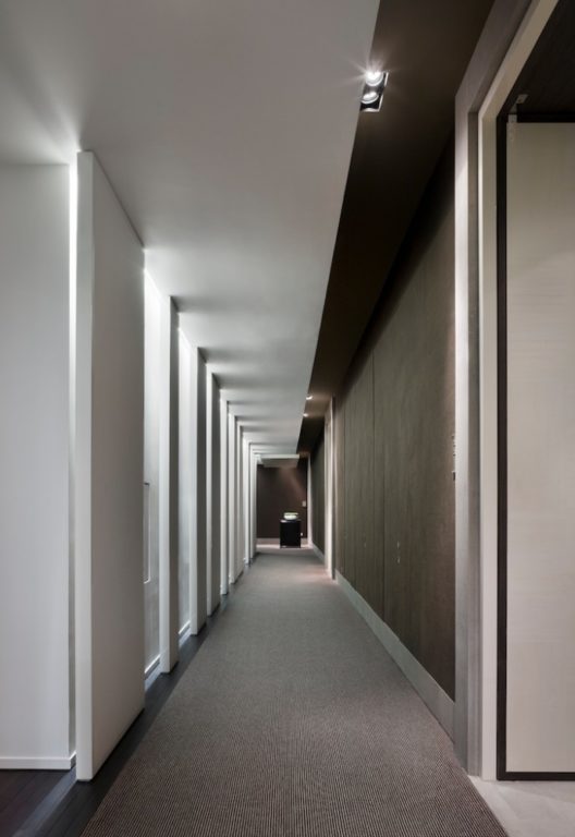 gray decorative plaster in an office hallway