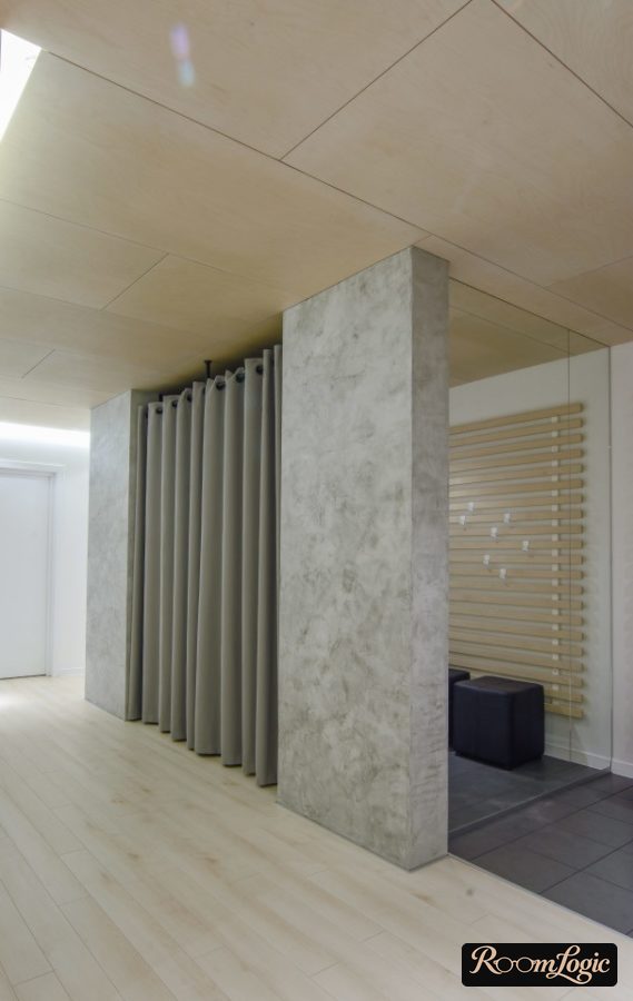 gray decorative plaster in the hallway