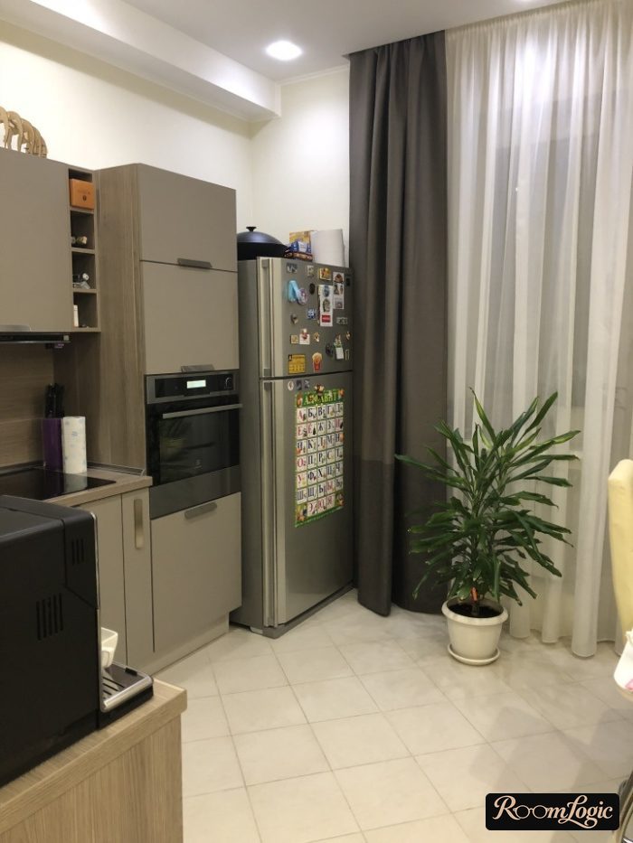 gray graphite curtains in a gray kitchen