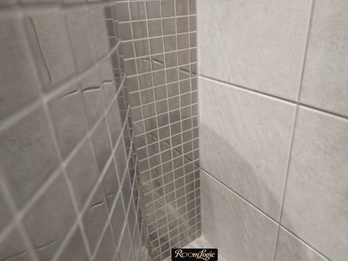 gray grout for gray and mirror tile