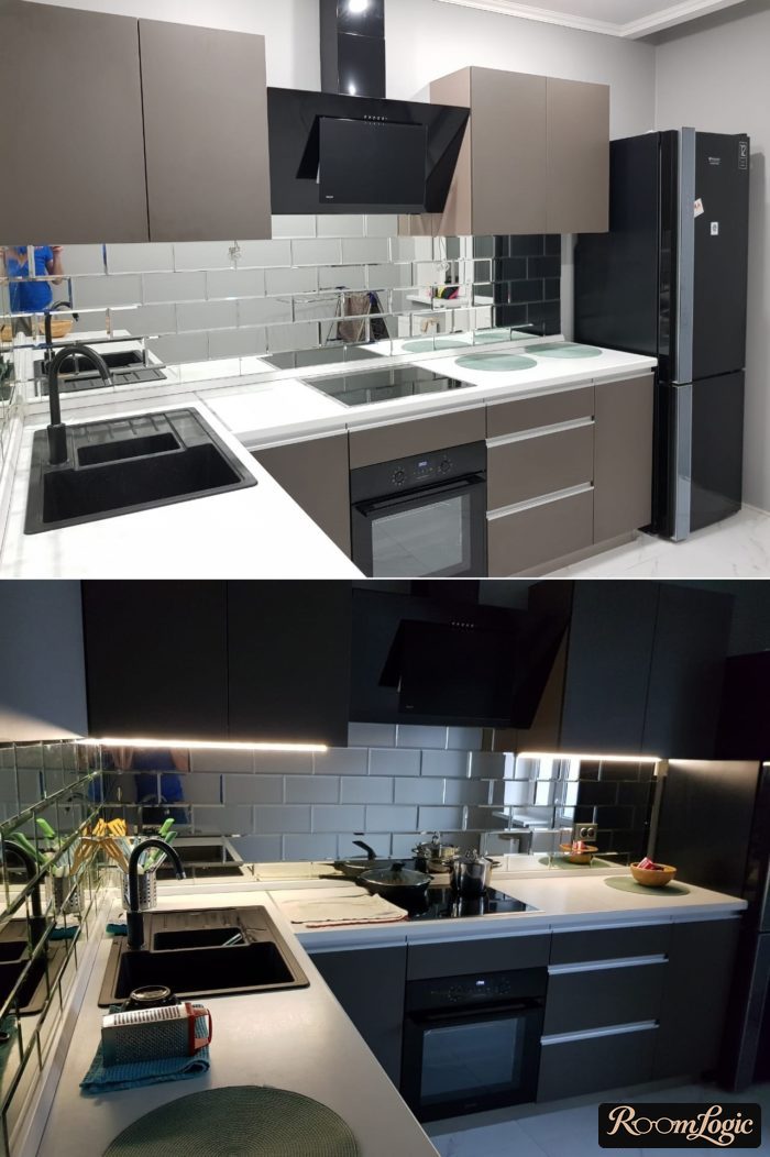 gray kitchen in loft style