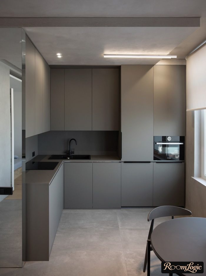 gray matte loft kitchen