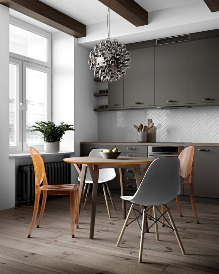 gray modern kitchen in scandi style