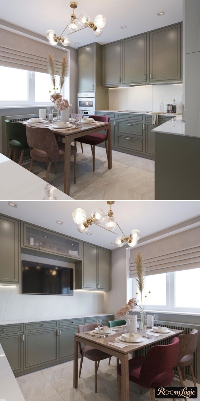 gray olive color in kitchen interior