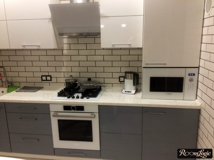 gray olive green kitchen