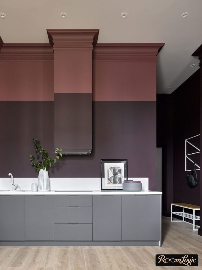 gray-red kitchen