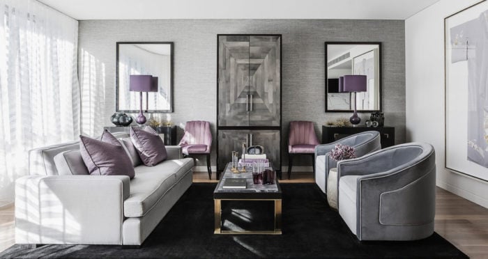 gray wall decor in art deco style
