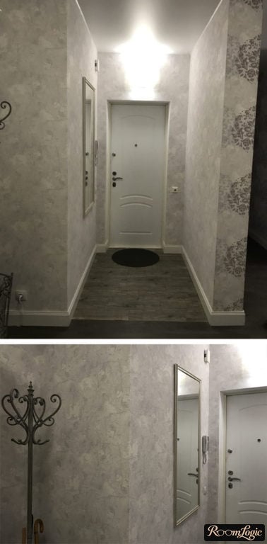 Gray wallpaper in the design of a small entryway