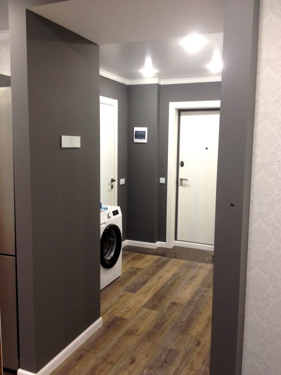 gray walls in a studio apartment