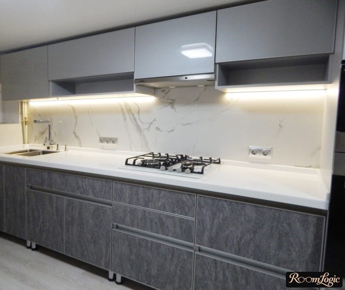 gray walls on the kitchen