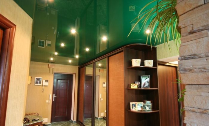 green stretch ceiling in entryway