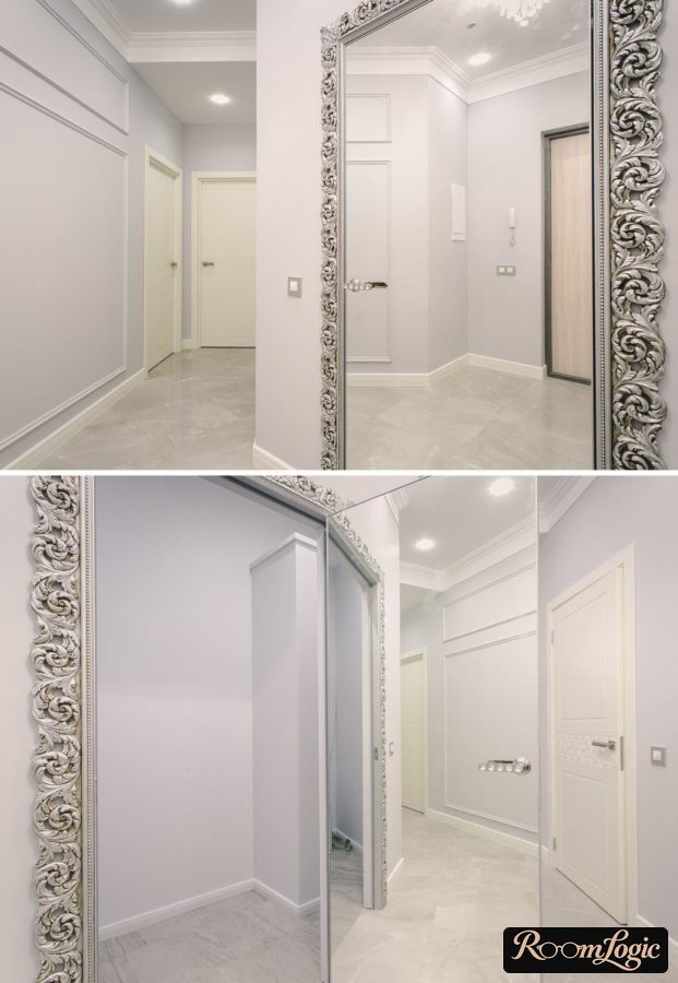 hallway in classical style in light tones