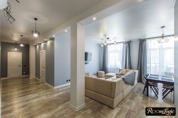 hallway with living room in apartment