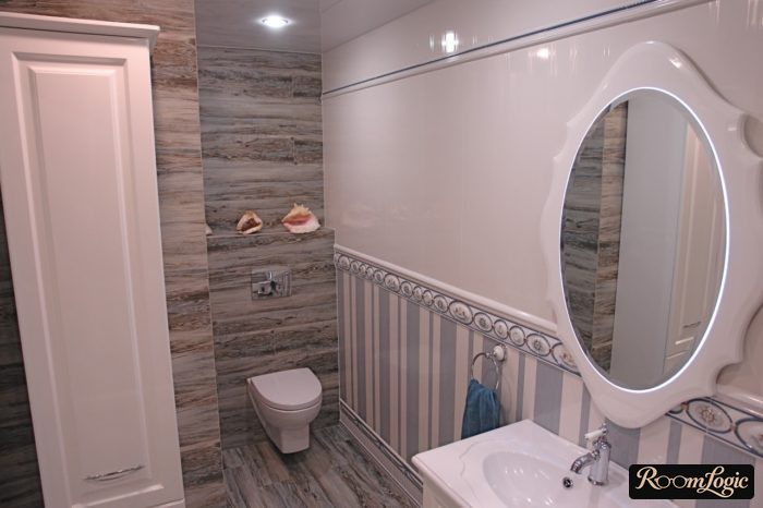 Hanging toilet in the bathroom in Provence style