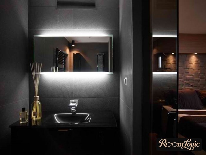 hidden bathroom lighting in loft style bathroom