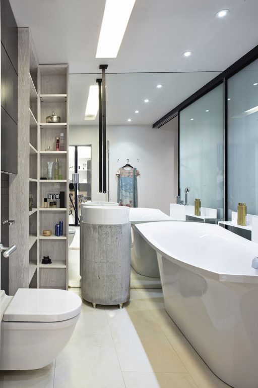 high-tech bathroom combined with toilet