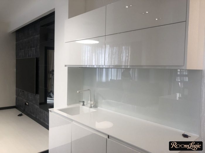 high-tech styled kitchen in a small apartment