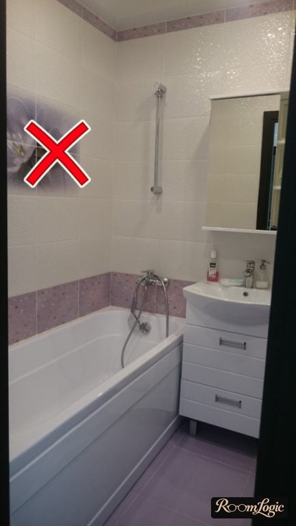 how not to use decor in the bathroom of a tiny apartment interior design