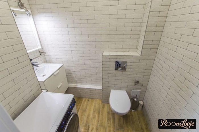 imitation matte brick in bathroom