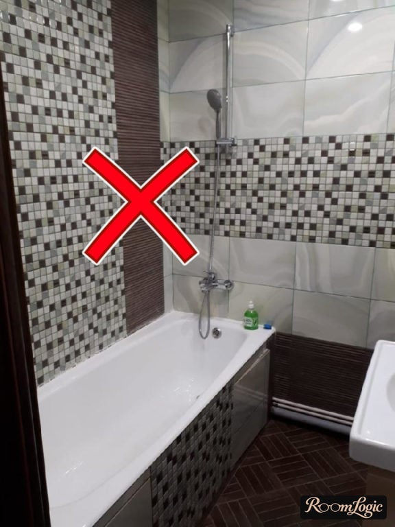 Incorrect distribution of tile on the bathroom walls bathroom design