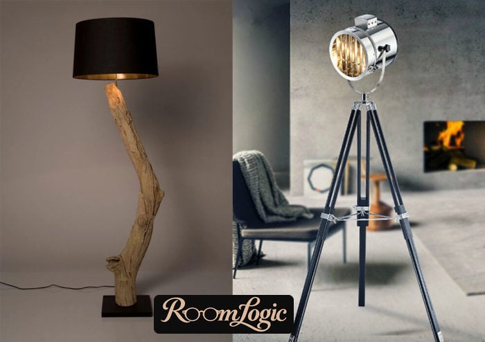 industrial-style floor lamps in the interior