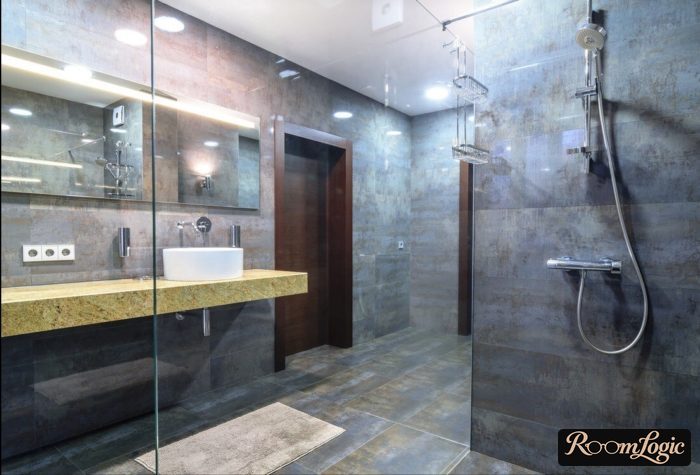 industrial style tile in the bathroom