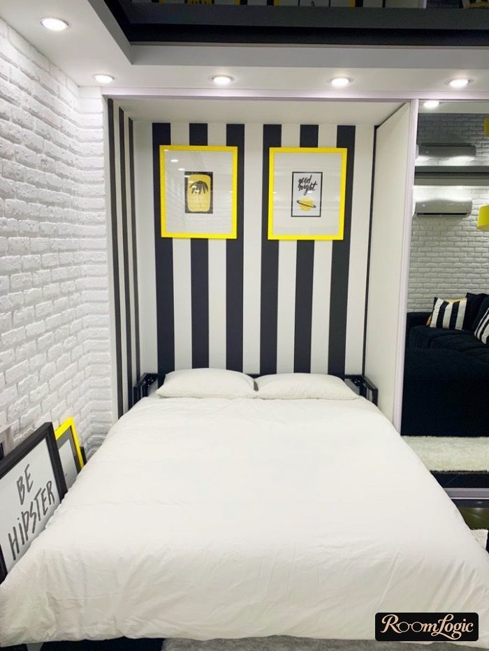 interior in black and yellow tones