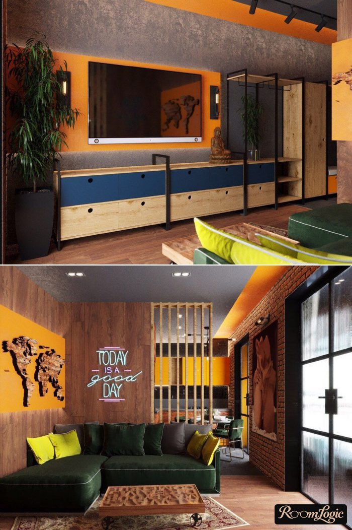 interior in orange tones