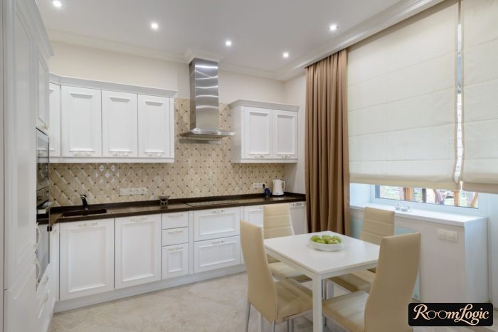 interior of a kitchen-living room 130 square feet
