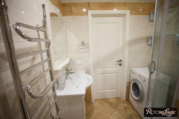 Interior of a real small economy-class bathroom