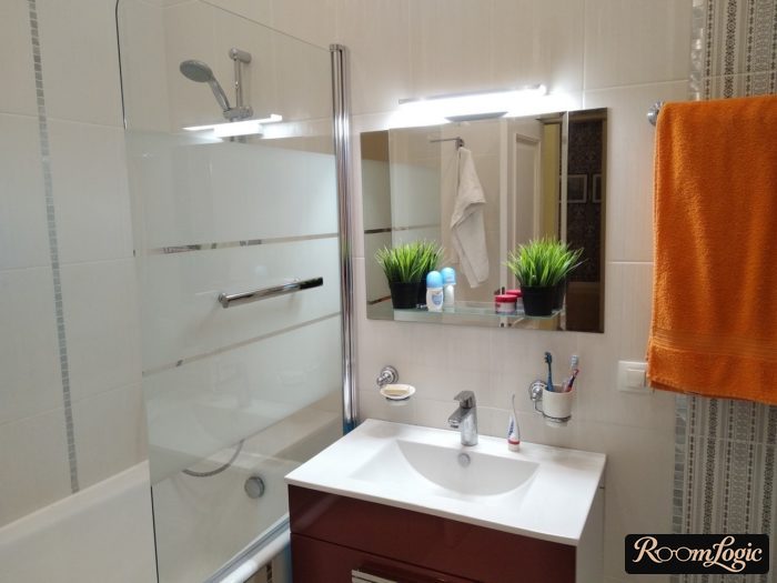 interior of a small economy class bathroom