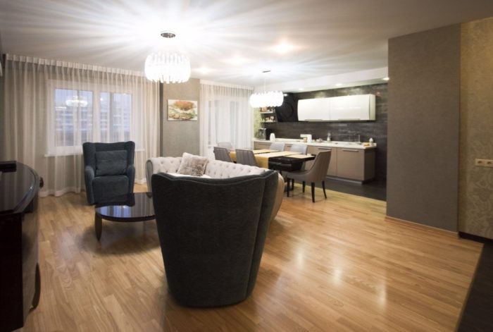 interior of a studio apartment in a modern classic style