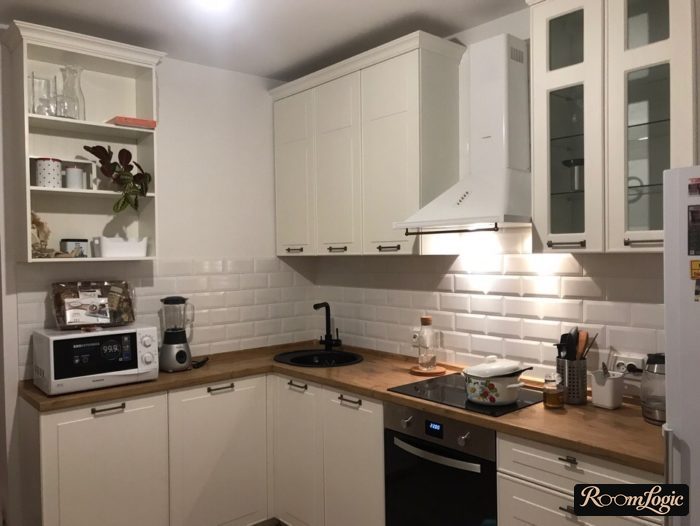 interior of small kitchen with sink in corner