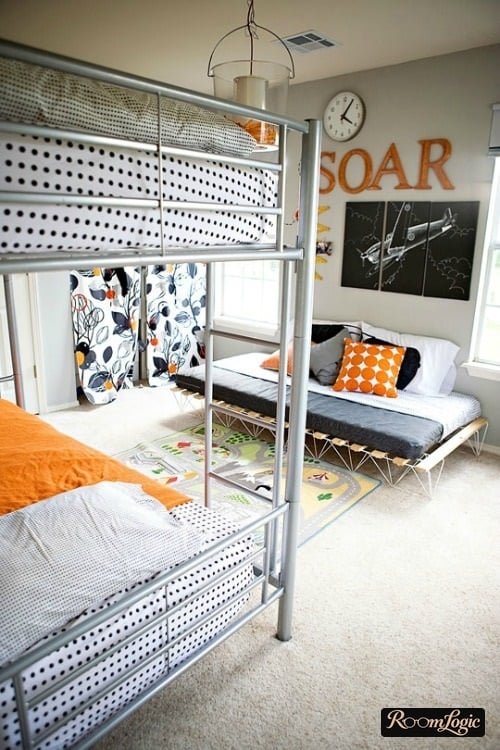 iron bunk bed in kids' room