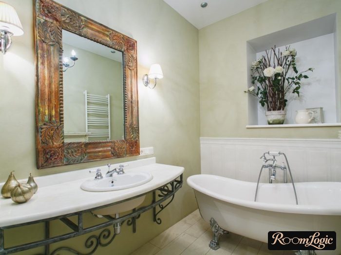 iron furniture in a provence style bathroom