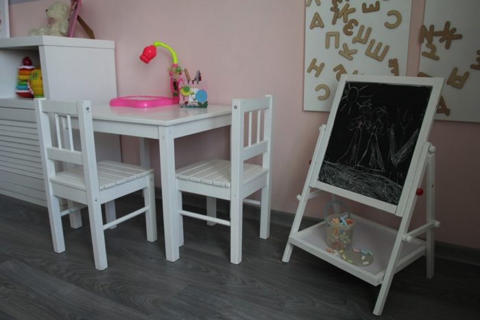 kids' drawing board in kids' room