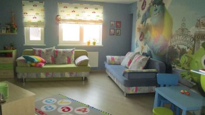 kids' room theme of cartoons for two boys