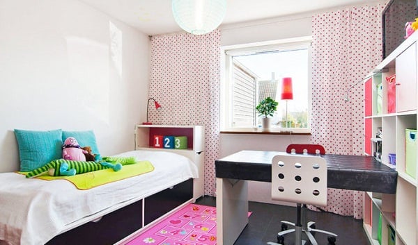 kids' table and bed with drawers